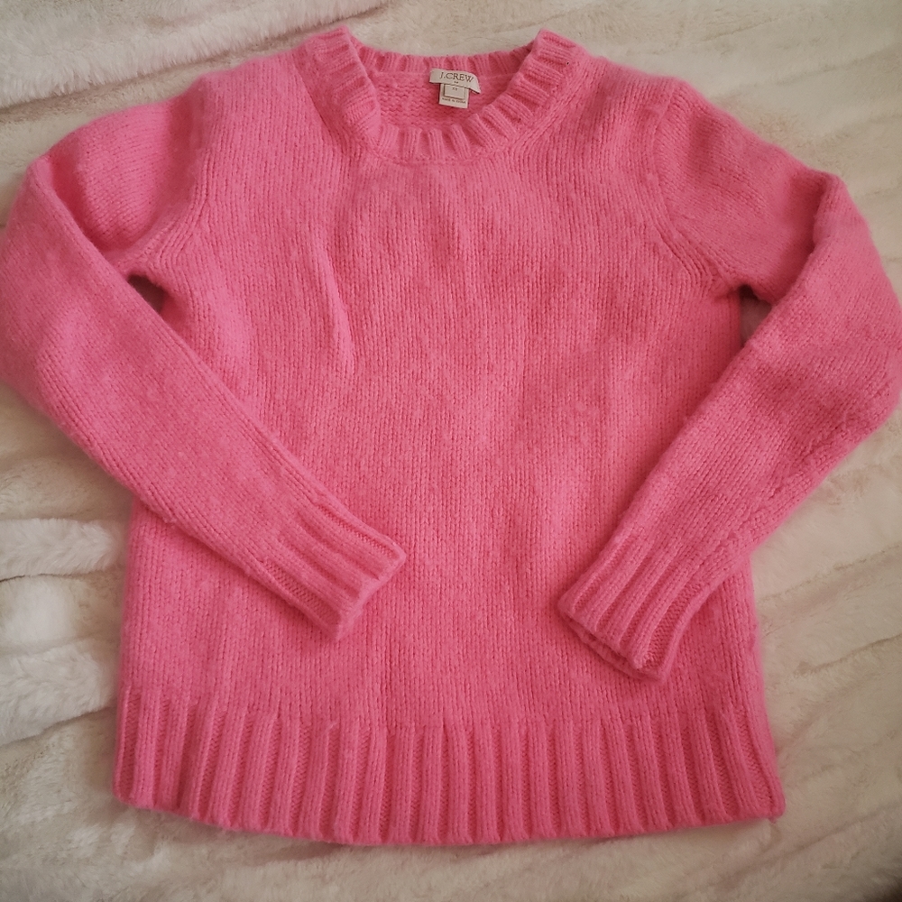 J. Crew Fuzzy 90s Style Pink Sweater XS Retro 💗